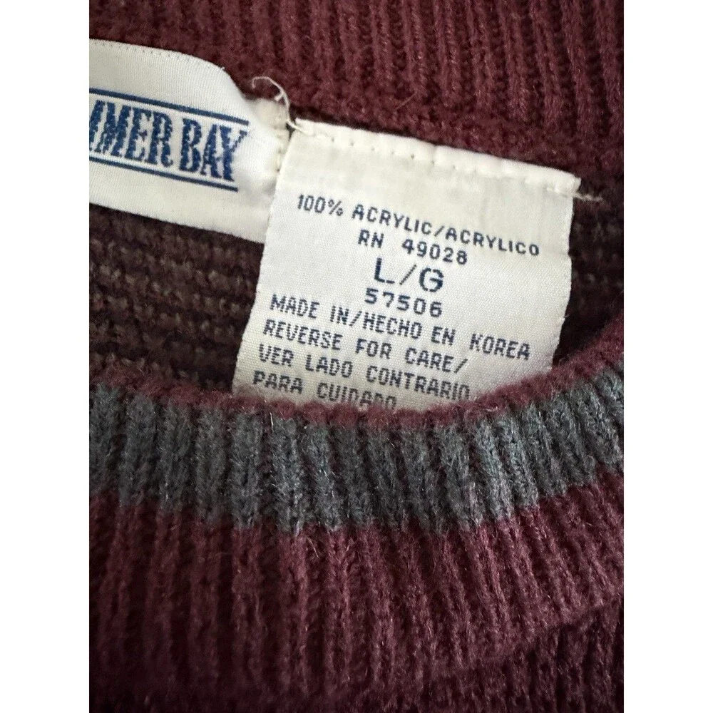 Vintage 80s Windjammer Bay Fly Fishing Sweater Mens L Fisherman Scenic Knit